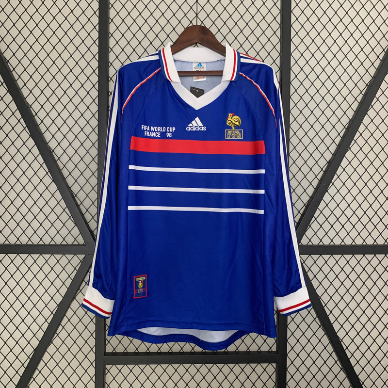 Camisa Retrô França Manga Longa 1998 - Edição Copa do Mundo