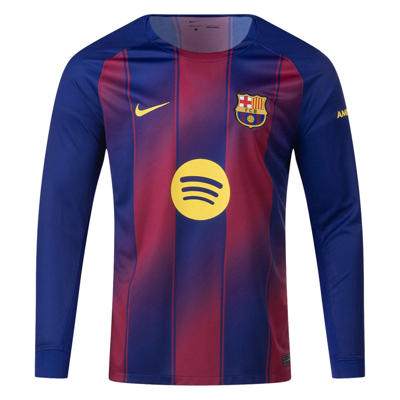 Camisa Barcelona Home 25/26 Manga Longa - Azul e Vermelha