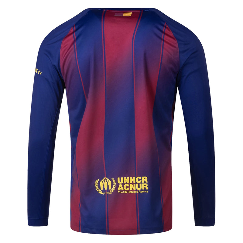 Camisa Barcelona Home 25/26 Manga Longa - Azul e Vermelha