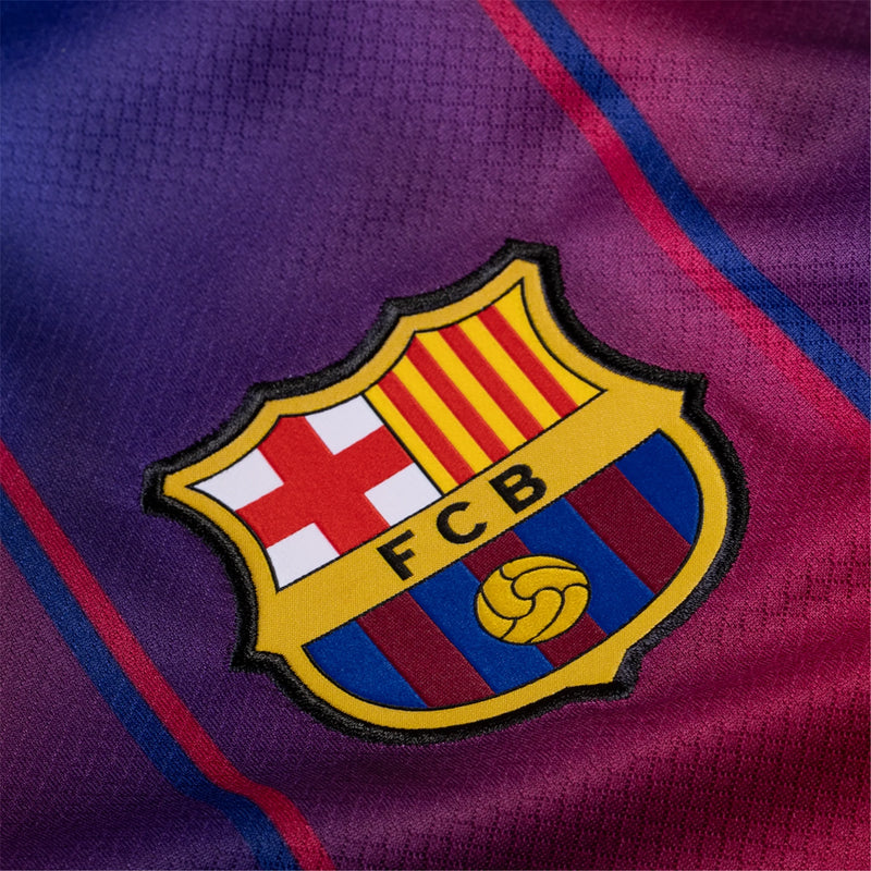 Camisa Barcelona Home 25/26 Manga Longa - Azul e Vermelha